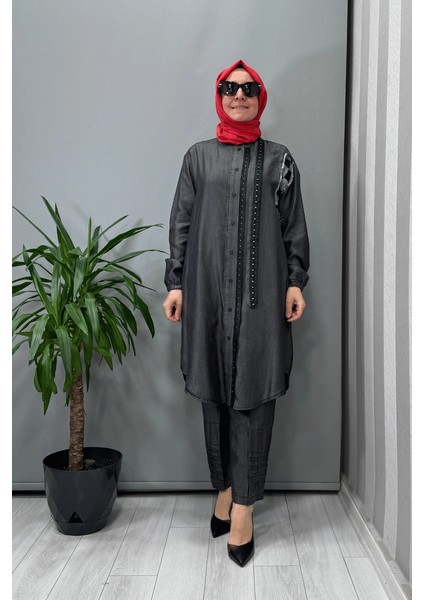 Tencel Kot Gömlek Pantolon Takım Gri 37307 fiyatları