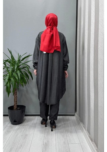 Tencel Kot Gömlek Pantolon Takım Gri 37307 indirimleri