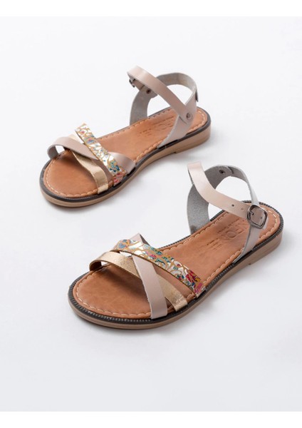 205-015 Bej Garni Ortopedik Hakiki Deri Kadın Sandalet indirimleri