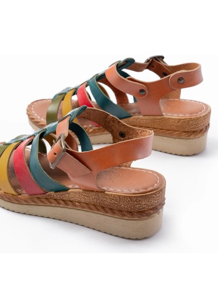 731-204 Multi Hakiki Deri Dolgu Topuklu Günlük Kadın Sandalet indirimleri