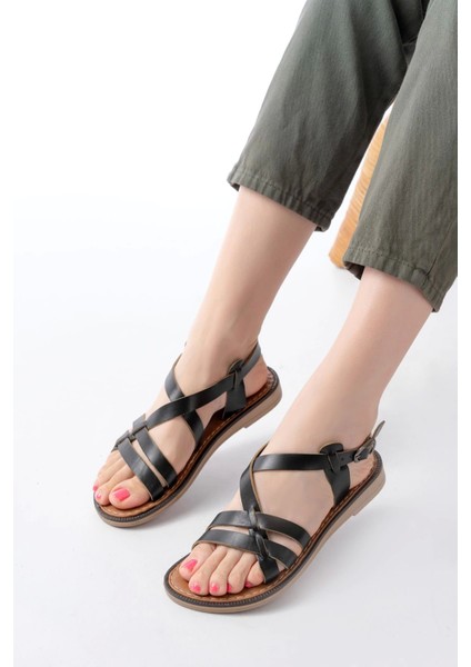 205-05 Siyah Ortopedik Hakiki Deri Kadın Sandalet fiyatları