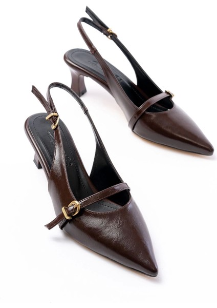 H-470 Kahve Rugan Baret Tokalı Arkası Açık Günlük Kadın Sandalet fırsatları