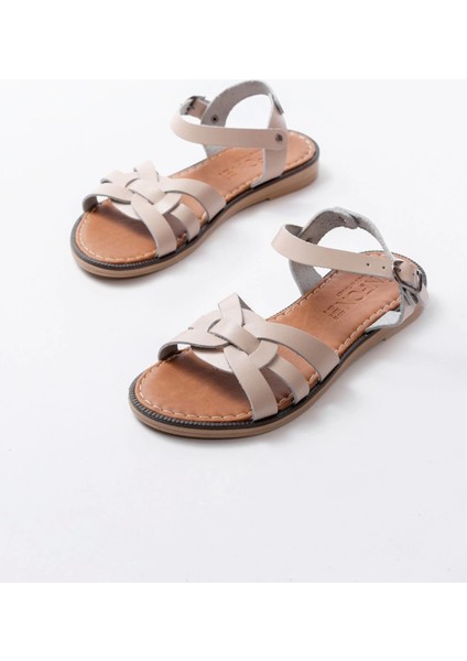 205-030 Bej Hakiki Deri Ortopedik Taban Kadın Sandalet indirimleri