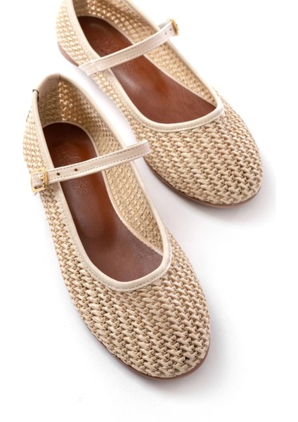 7432 Bej Fileli Toka Detaylı Günlük Kadın Babet fırsatları