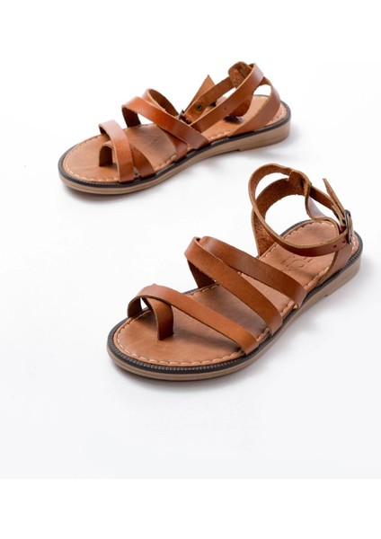 205-209 Taba Hakiki Deri Tokalı Parmak Arası Kadın Sandalet indirimleri