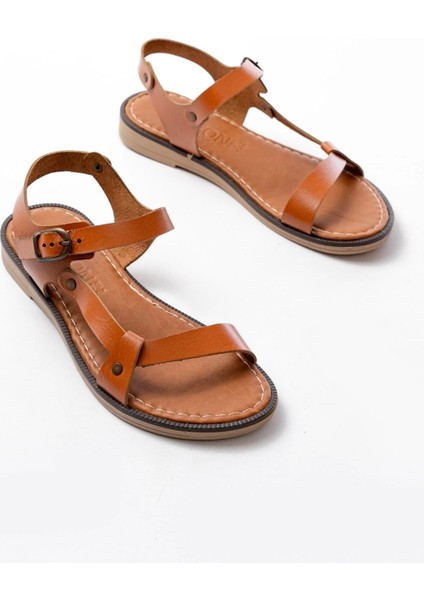 205-090 Taba Hakiki Deri Tokalı Kadın Sandalet indirimleri