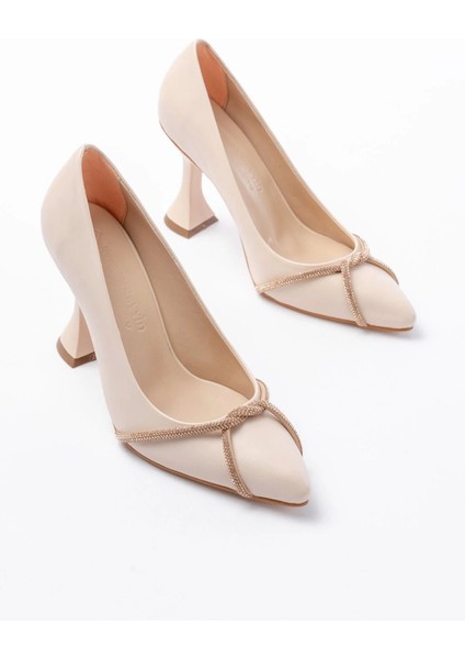 K-10 Bej Günlük Sarmal Taşlı Topuklu Kadın Ayakkabı indirimleri