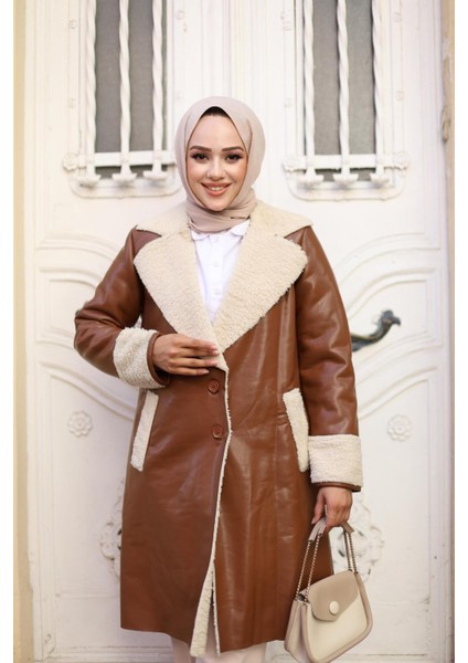 Kadın Kürklü Panzot Deri Kaban indirimleri