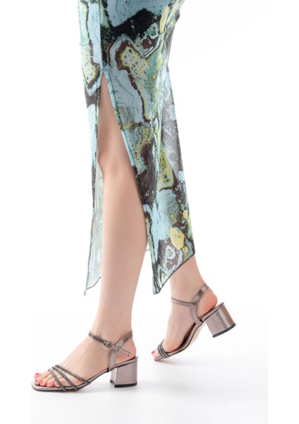 S-889 Platin 3 Bantlı Topuklu Kadın Ayakkabı fiyatları