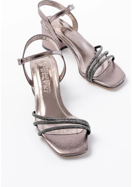 S-889 Platin 3 Bantlı Topuklu Kadın Ayakkabı modelleri
