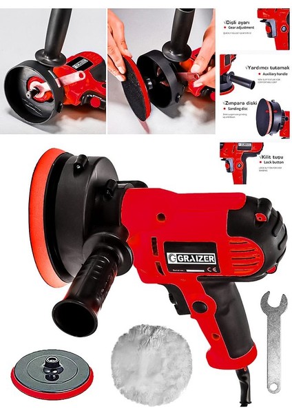 Powerforge 450W Elektrikli 125MM Dikey Polisaj Zımpara Makinesi-Kırmızı