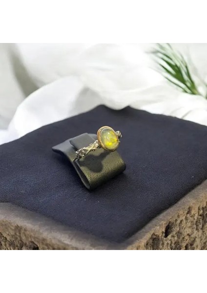 Labradorit Taşı Gümüş Yüzük Minimal Tasarım