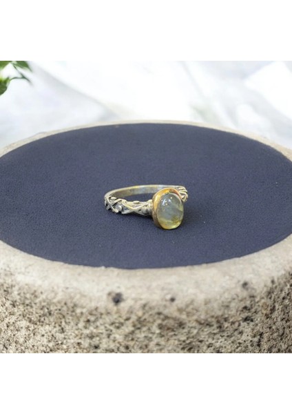 Labradorit Taşı Gümüş Yüzük Minimal Tasarım fırsatları