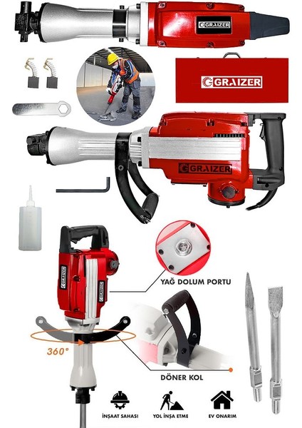 Powerforge 5800 Pro 17 kg Büyük Tip Kırıcı Hilti 70 Joule Taşıma Çantalı-Kırmızı fiyatları