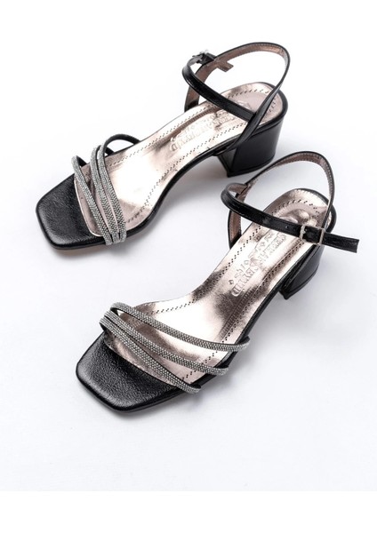 S-889 Siyah 3 Bantlı Topuklu Kadın Ayakkabı fırsatları