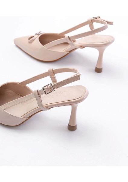 İNF-2300 Bej Rugan Günlük Arkası Açık Fiyonklu Topuklu Bayan Ayakkabı fırsatları