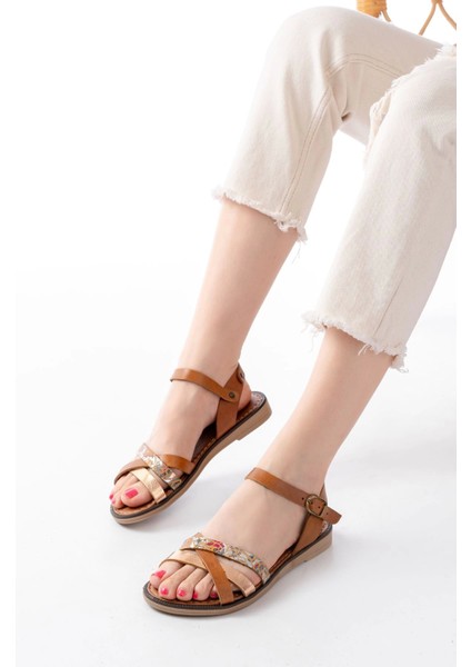 205-015 Taba Garni Ortopedik Hakiki Deri Kadın Sandalet fiyatları