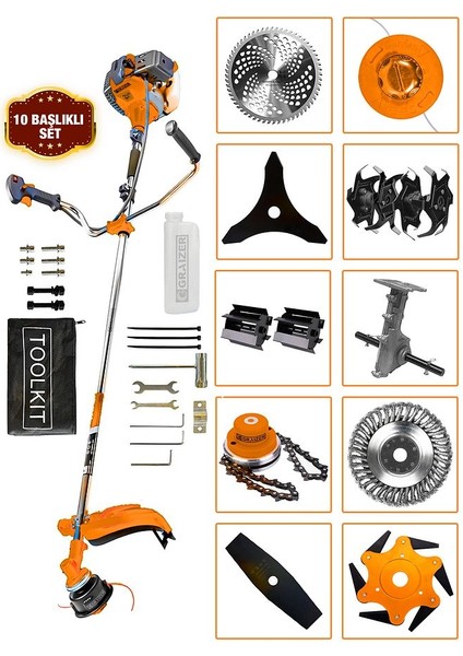 Powerforge 11 Başlıklı Set Yan Tipi Benzinli Motorlu Ot Çalı Tırpanı Çim Biçme Makinesi Tırpan-Trnc fiyatları