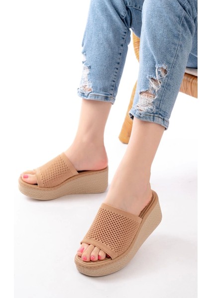 232-460 Nut Triko Günlük Ortopedik Dolgu Topuk Kadın Terlik