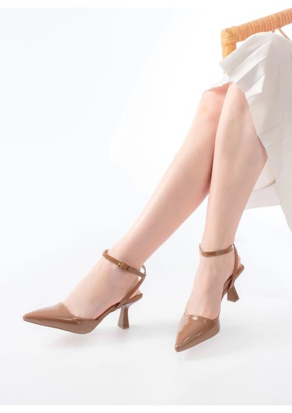 ST-004 Vizon Rugan Günlük 7 cm Topuklu Bayan Ayakkabı