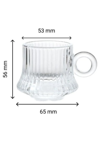 Origami Line Çizgi Desen Cam Türk Kahvesi-Espresso Fincan Seti - 6 Adet modelleri