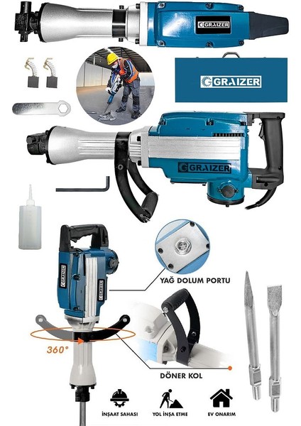 Powerforge 5800 Pro 17 kg Büyük Tip Kırıcı Hilti 70 Joule Taşıma Çantalı fiyatları