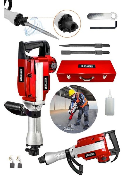 1800W Darbeli 16 kg Kırıcı Delici Hilti-Kırmızı