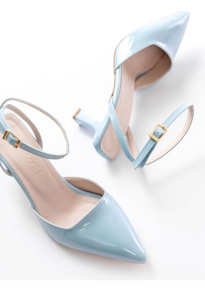 ST-004 Bebe Mavi Rugan Günlük 7 cm Topuklu Bayan Ayakkabı fırsatları