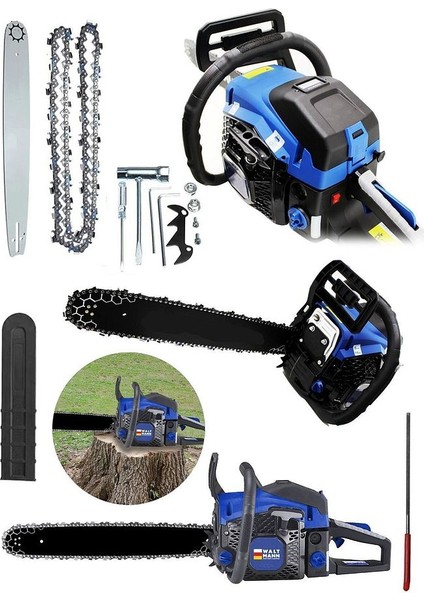 Germany Ekstra Güçlü 52CC 2.9 Hp 8000 Rpm Benzinli Ağaç Odun Dal Kesme - Mavi - NO766 fiyatları