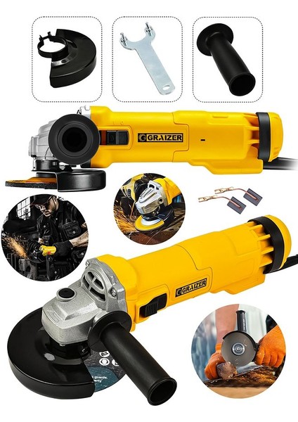 Powerforge 750W Avuç Taşlama Makinesi 125MM Bakır Sargılı Spiral-Sarı