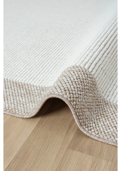 Beyaz Bej Yumuşak Yapılı Bordürlü Dokuma Halı Salon Mutfak Koridor Yolluk Dokuma Makine Halısı 0021 modelleri