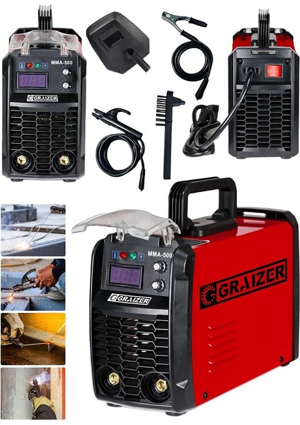 300 Amper Inverter MMA-500 Mega Stıck Kaynak Makinesi-Kırmızı