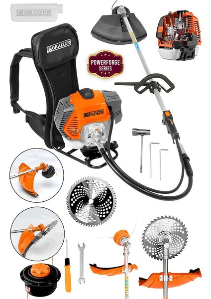 Powerforge Series 58 cc 11000 Rpm Sırt Tipi Benzinli Motorlu Ot Çalı Çim Biçme Tırpanı-Trnc fiyatları