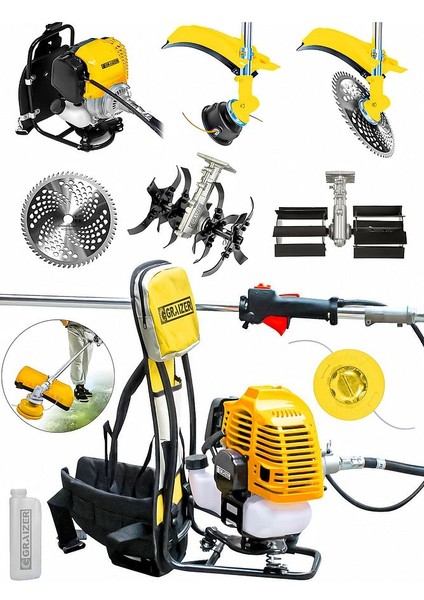 58 cc 11000 Rpm Sırt Tipi Benzinli Motor Ot Çalı Çim Biçme Tırpan Akrobat-Palet Çapa-Sarı fiyatları