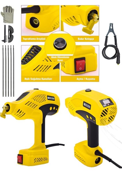 Powerforge Y-300 Amper Çift Kartli Çift Soğutma El Tipi Invertör Elektrikli Kaynak Makinesi-Sarı fiyatları