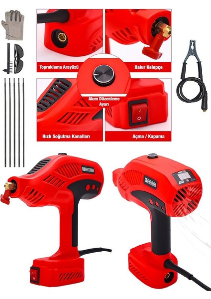 Powerforge Y-300 Amper Çift Kartli Çift Soğutma El Tipi Invertör Elektrikli Kaynak Makinesi-Kırmızı fiyatları