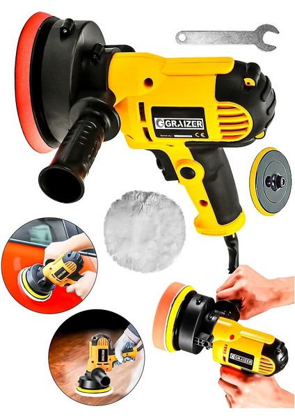 Powerforge 450W Elektrikli 125MM Dikey Polisaj Zımpara Makinesi-Sarı