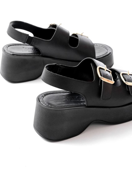 24414-572 Siyah Tokalı Günlük Dolgu Topuk Kadın Sandalet indirimleri