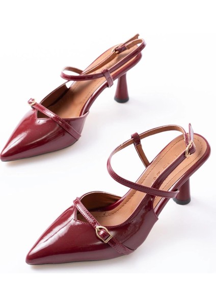 K-6722 Bordo Rugan Toka Detaylı Sivri Burun Kadın Ayakkabı modelleri
