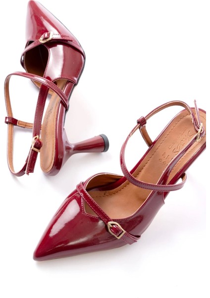 K-6722 Bordo Rugan Toka Detaylı Sivri Burun Kadın Ayakkabı fırsatları