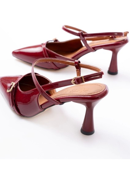 K-6722 Bordo Rugan Toka Detaylı Sivri Burun Kadın Ayakkabı indirimleri