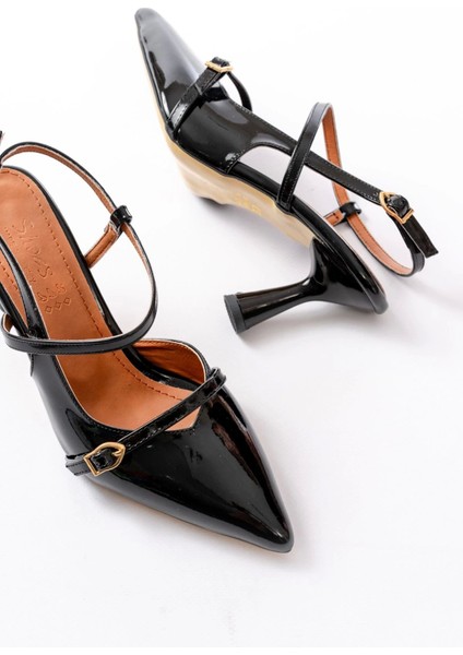 K-6722 Siyah Rugan Toka Detaylı Sivri Burun Kadın Ayakkabı fırsatları