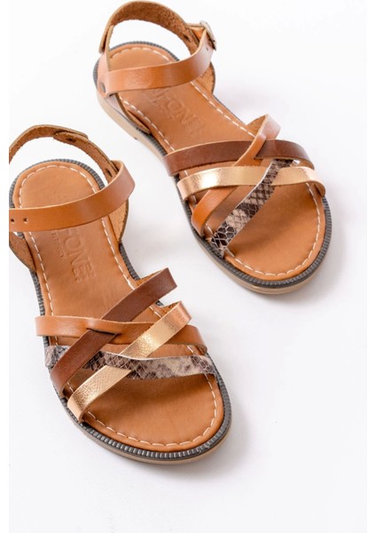 205-093 Taba Garni Hakiki Deri Ortopedik Taban Kadın Sandalet indirimleri