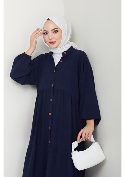 Kadın Düğmeli Lacivert Ayrobin Elbise fırsatları