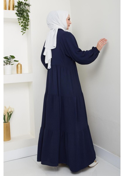 Kadın Düğmeli Lacivert Ayrobin Elbise indirimleri