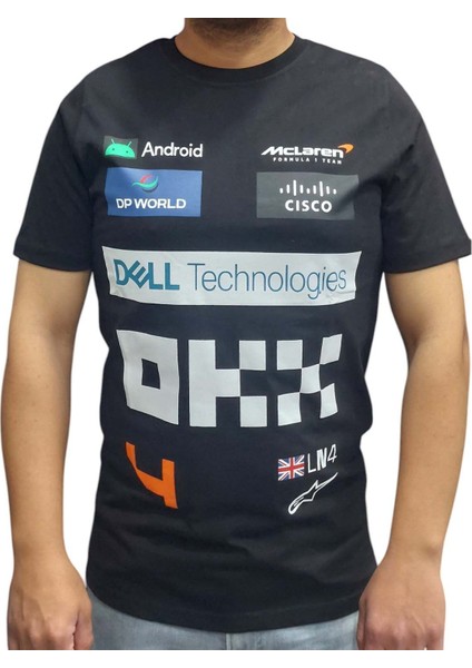 Erkek Yuvarlak Yakalı Yazılı Baskılı Kısa Kollu Siyah Tişört Ety-And