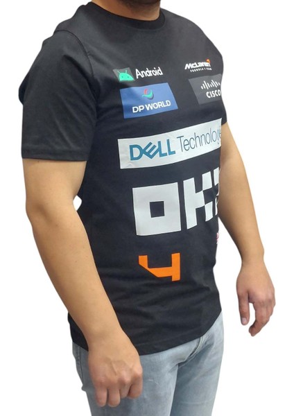 Erkek Yuvarlak Yakalı Yazılı Baskılı Kısa Kollu Siyah Tişört Ety-And indirimleri