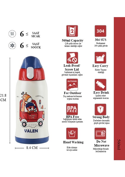 Çift Duvarlı Vakumlu Çocuk Termos 560ML