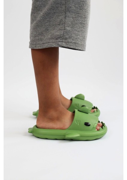 WG500 Köpekbalığı Haki Unisex Tam Ortopedik Terlik Shark Slides