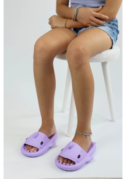 WG500 Köpekbalığı Mor Unisex Tam Ortopedik Terlik Shark Slides